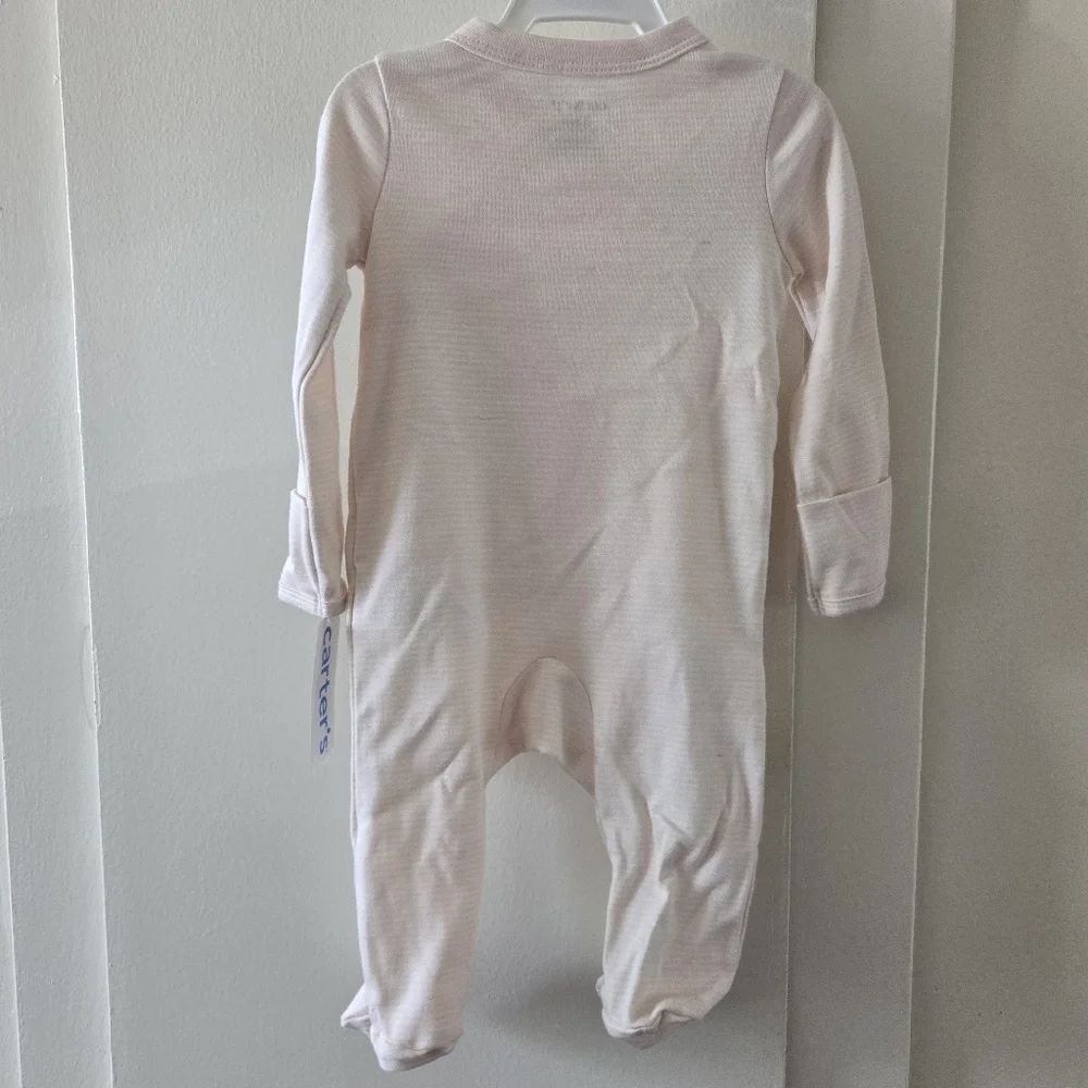 3/$20 Carter's Pink Bear Baby One Piece Footie Pajamas 3 Months NWT - Picture 3 of 3